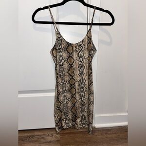 Brown Tan Slip Mini Dress